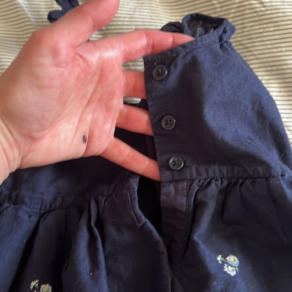 BOGO Gap navy summer dress with pink flowers pattern and ruffle shoulder detail - Picture 4 of 7